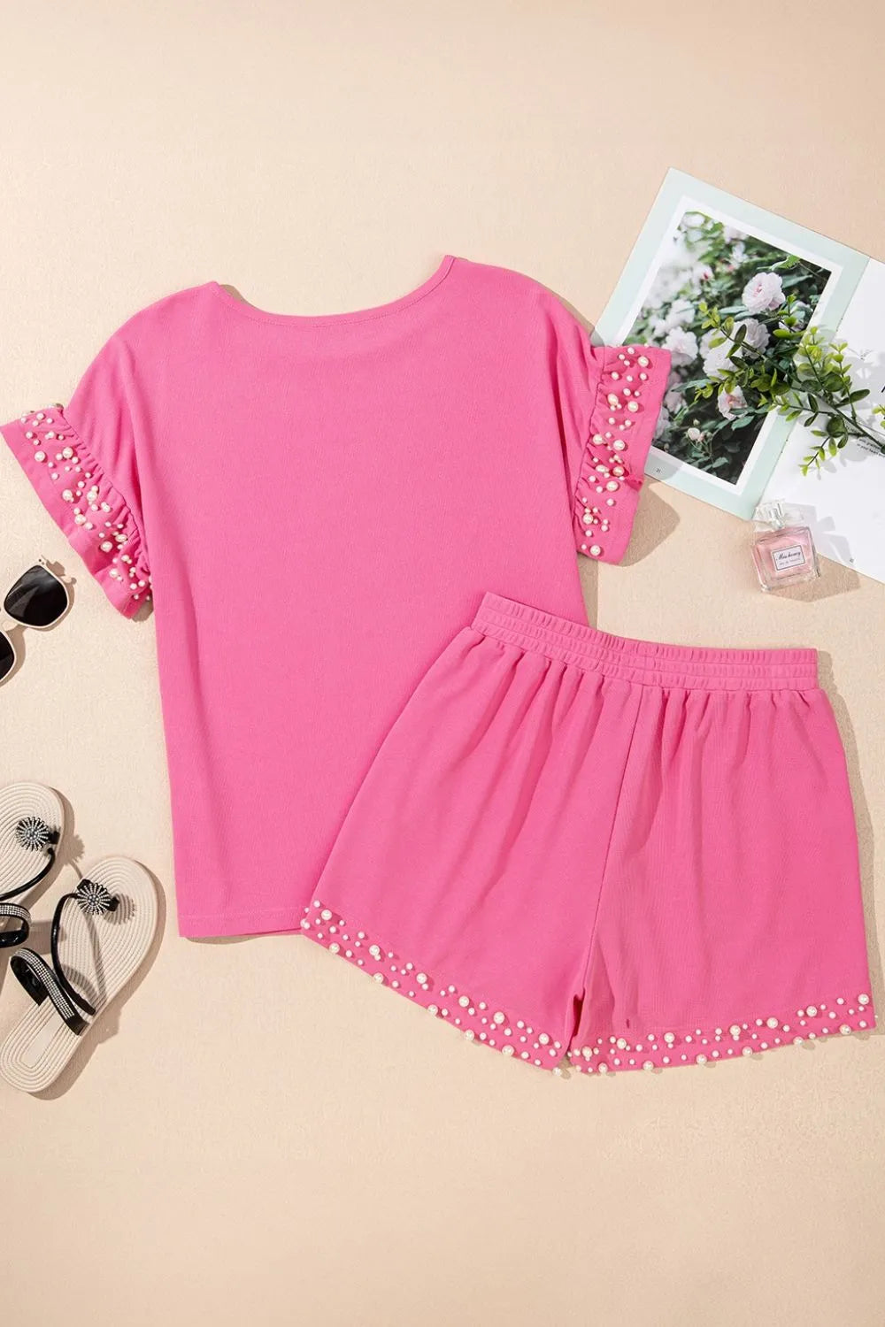 Pearl Embellished Top and Shorts Set - LoveNest Treasures