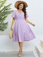 Honey Plus Size Printed Smocked Waist Surplice Dress - LoveNest Treasures