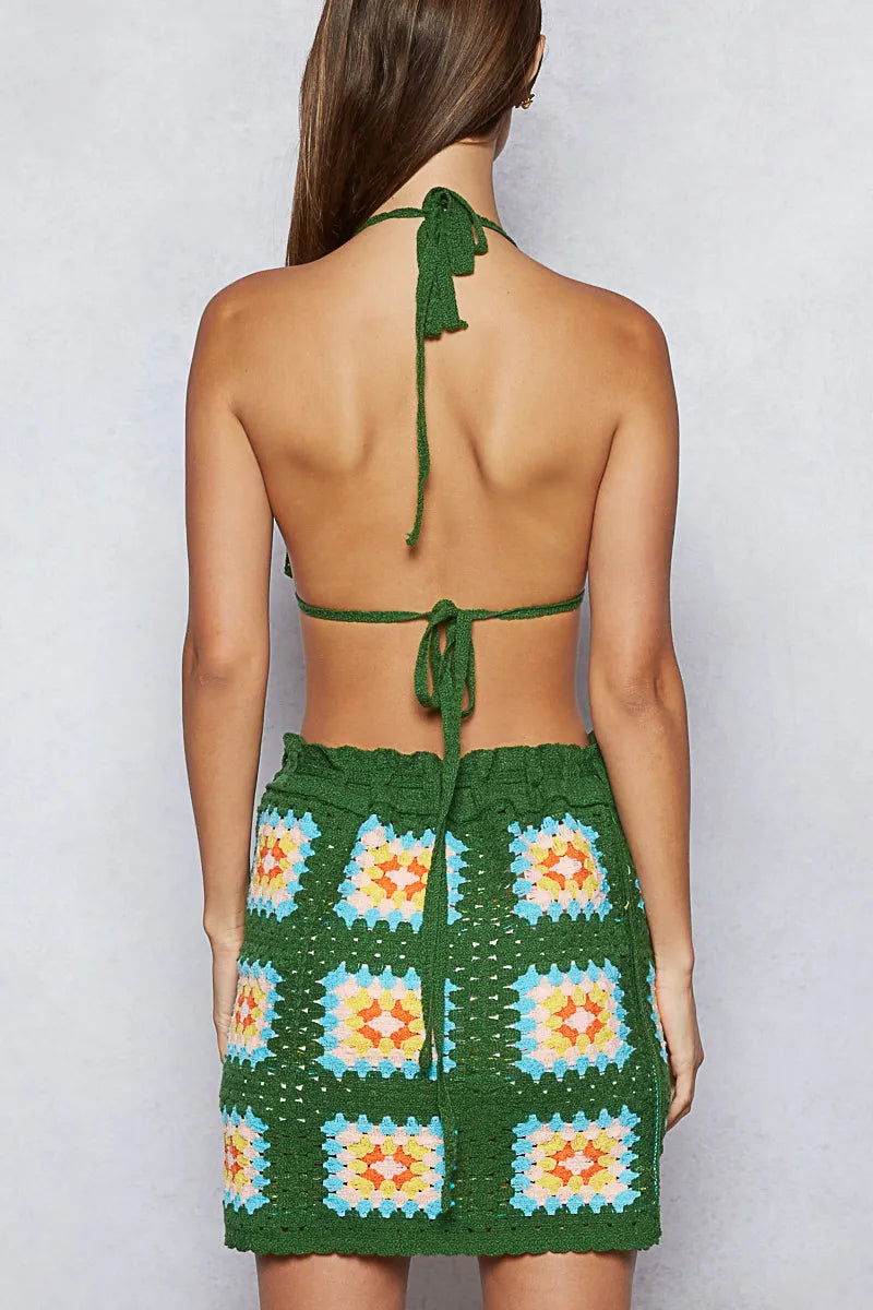 POL Crochet Halter Neck Cami and Skirt Sweater Set - LoveNest Treasures