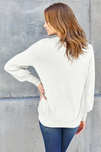 Basic Bae Full Size V-Neck Lantern Sleeve Top - LoveNest Treasures