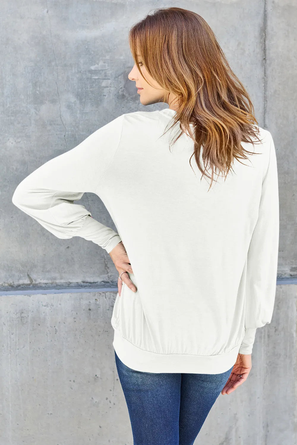 Basic Bae Full Size V-Neck Lantern Sleeve Top - LoveNest Treasures