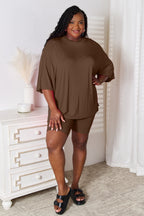 Basic Bae Full Size Soft Rayon Three-Quarter Sleeve Top and Shorts Set - LoveNest Treasures