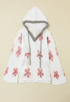Drawstring Flower Hooded Knit Top - LoveNest Treasures