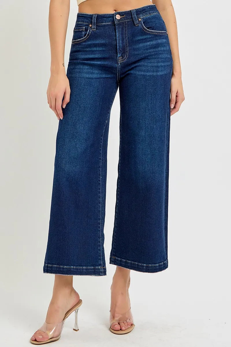 RISEN High Rise Crop Wide Jeans - LoveNest Treasures