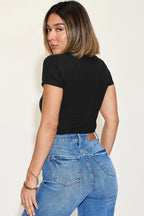 Basic Bae Full Size Ribbed Round Neck Short Sleeve T-Shirt - LoveNest Treasures
