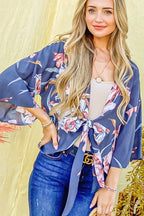 And The Why Front Tie Knot Floral Print Top - LoveNest Treasures