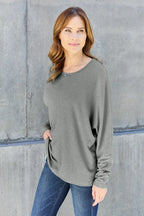Double Take Full Size Round Neck Long Sleeve T-Shirt - LoveNest Treasures