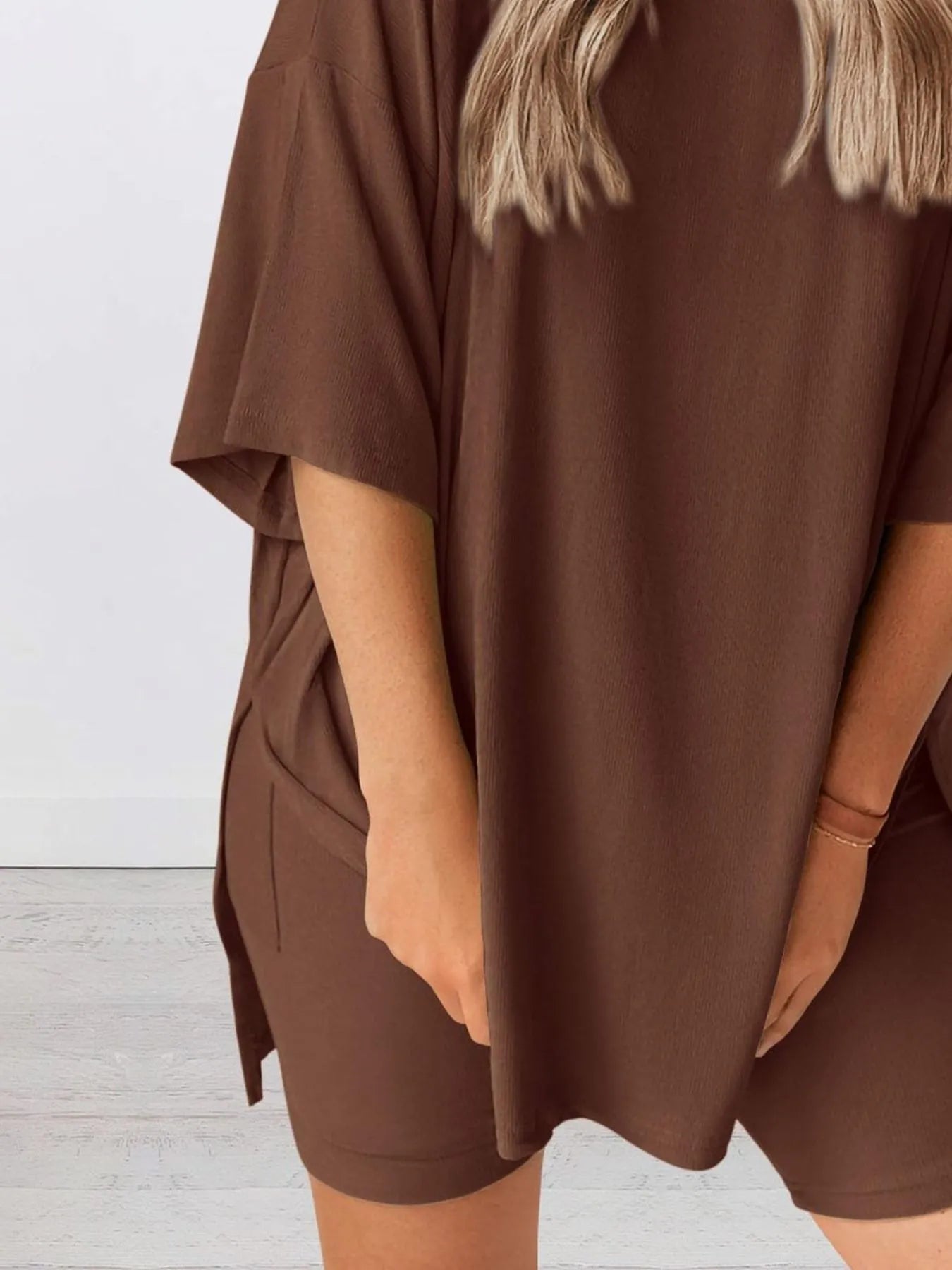 Full Size Oversized Round Neck Top and Shorts Set Plus Size - LoveNest Treasures