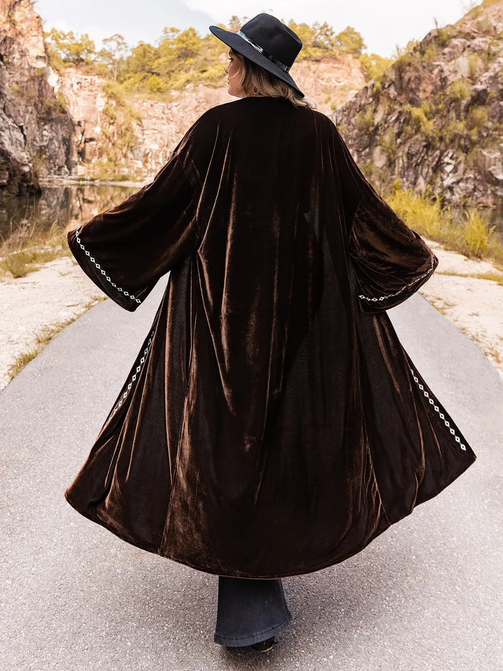 Plus Size Embroidery Open Front Long Sleeve Cardigan - LoveNest Treasures