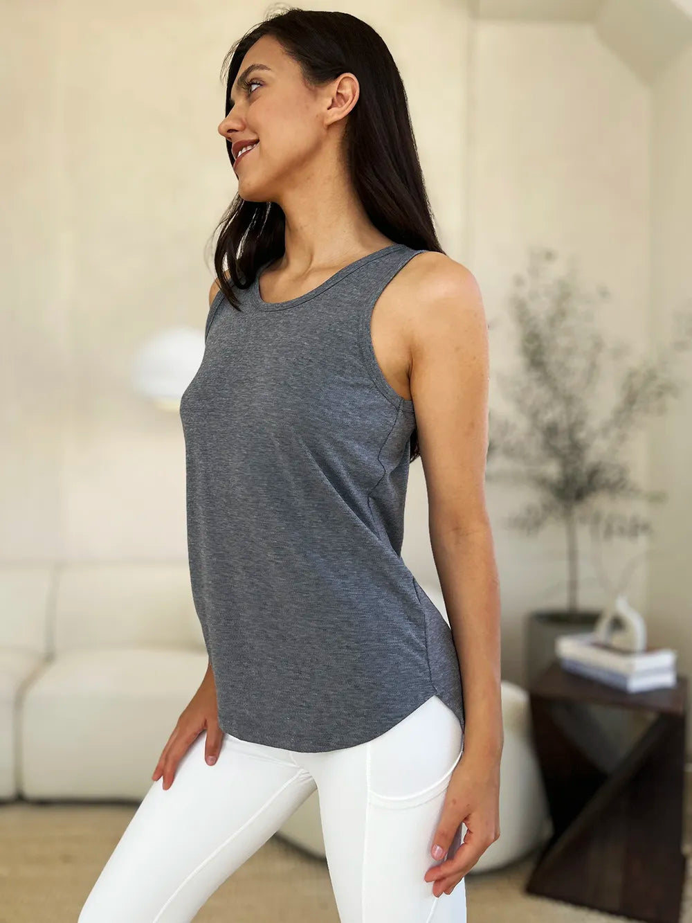 Basic Bae Full Size Round Neck Curved Hem Tank - LoveNest Treasures