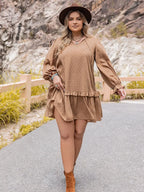 Plus Size Dot Flounce Sleeve Mini Dress - LoveNest Treasures