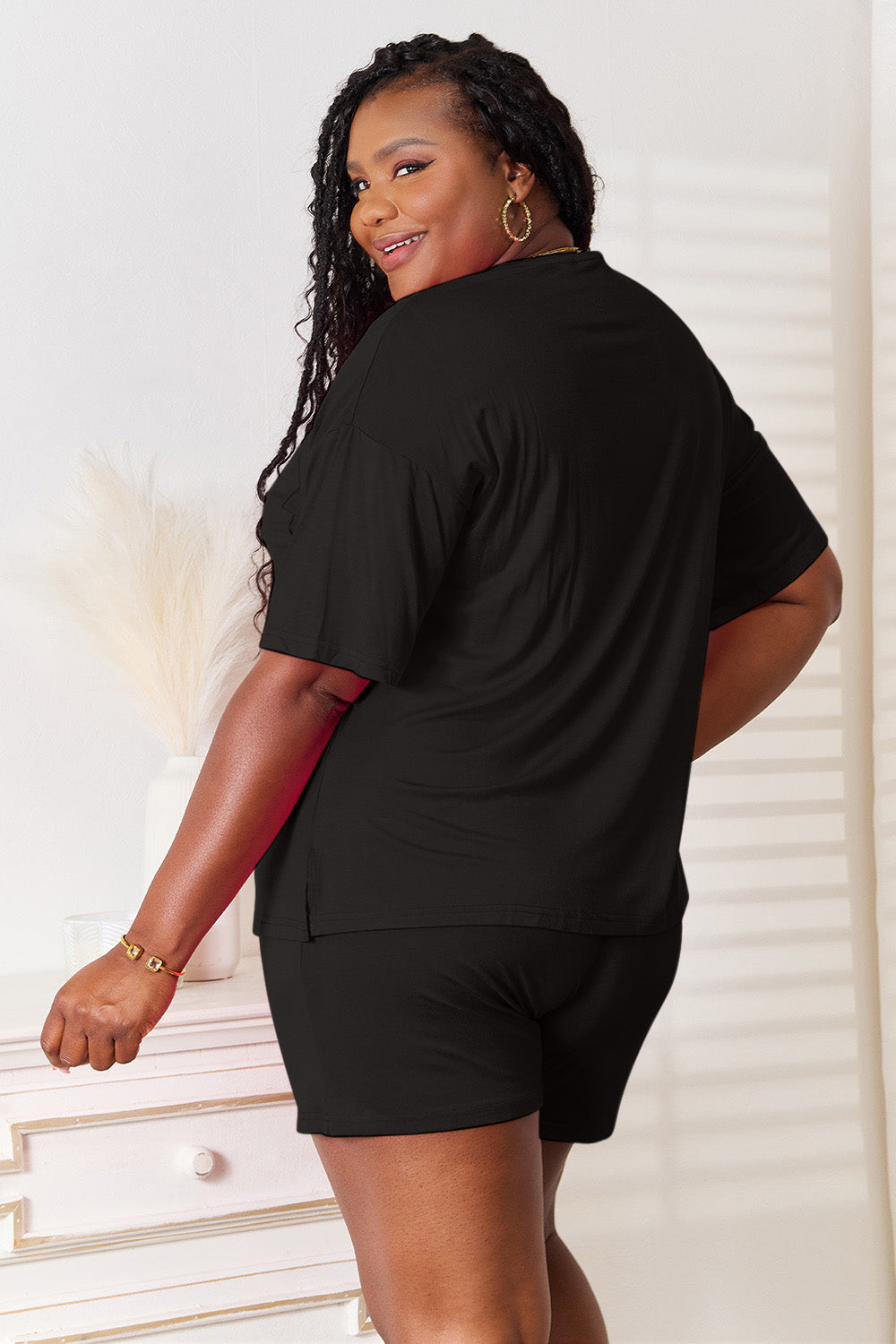 Basic Bae Full Size Soft Rayon Half Sleeve Top and Shorts Set - LoveNest Treasures