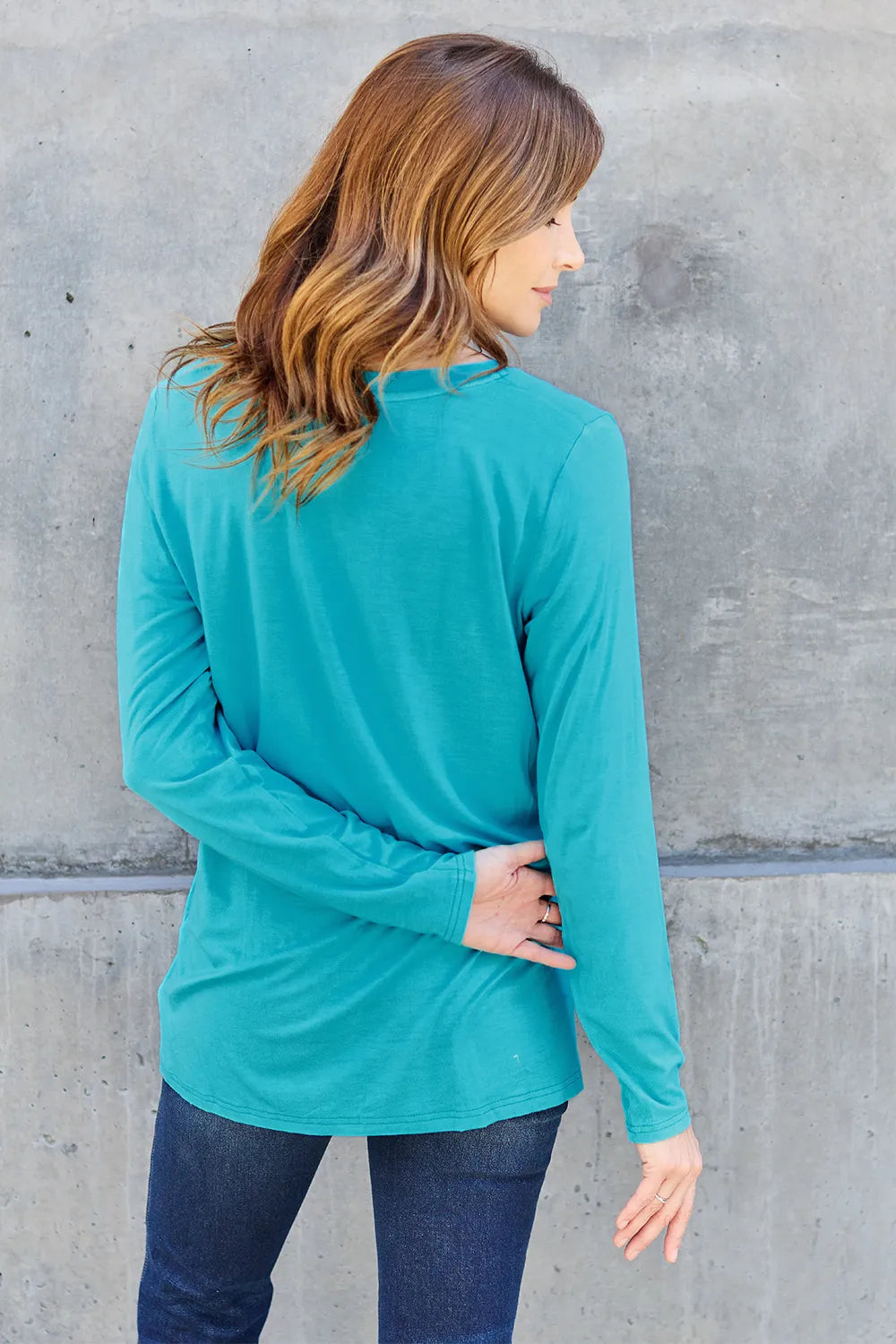 Basic Bae Full Size V-Neck Long Sleeve Top - LoveNest Treasures