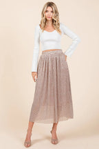 Mittoshop Metallic Glitter Speckle Print Elastic Midi Skirt - LoveNest Treasures