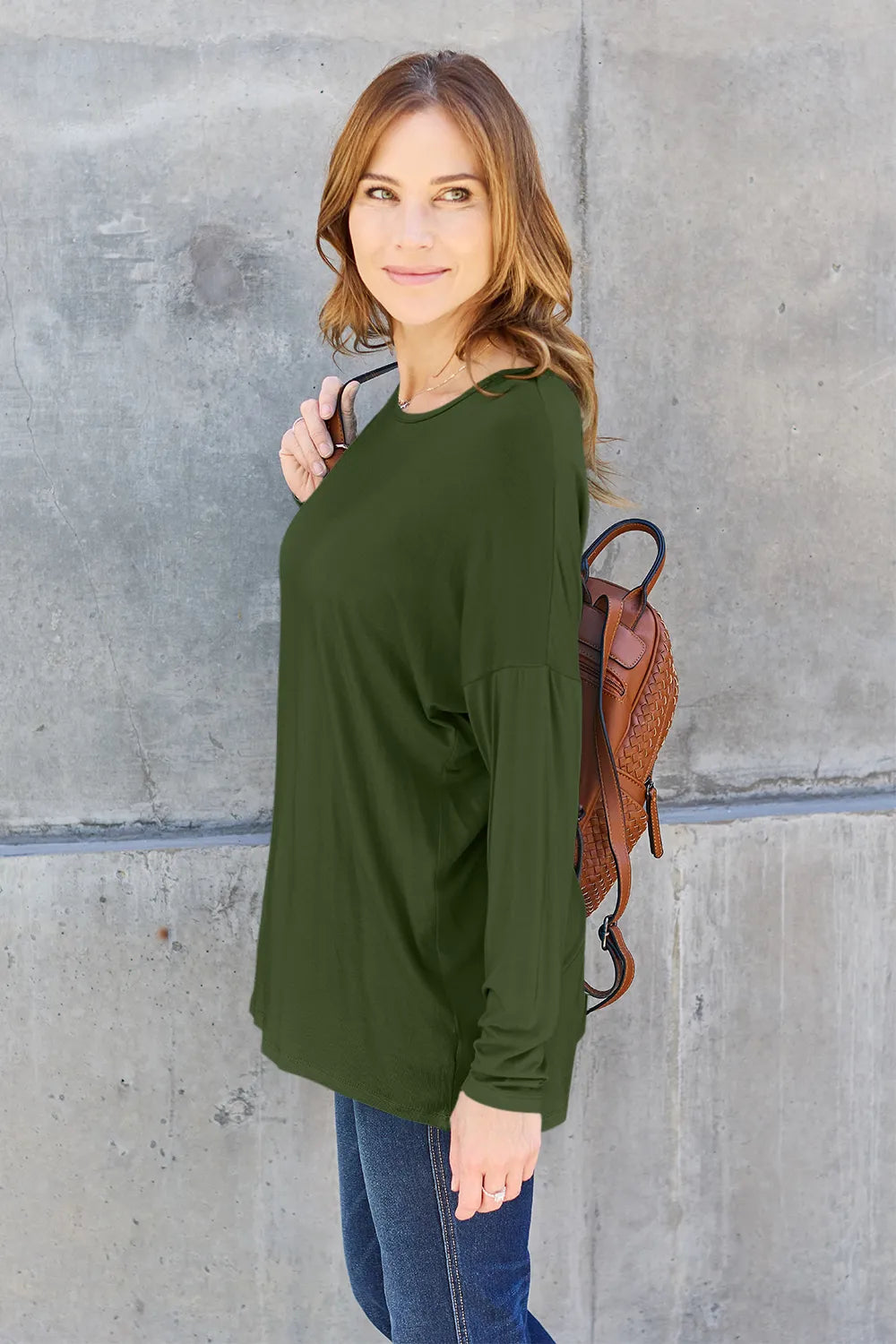Basic Bae Full Size Round Neck Dropped Shoulder T-Shirt - LoveNest Treasures