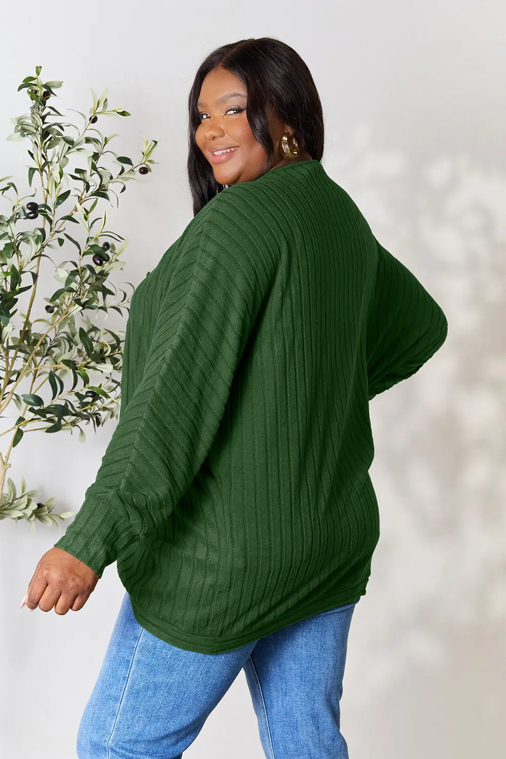 Basic Bae Full Size Ribbed Cocoon Cardigan - LoveNest Treasures