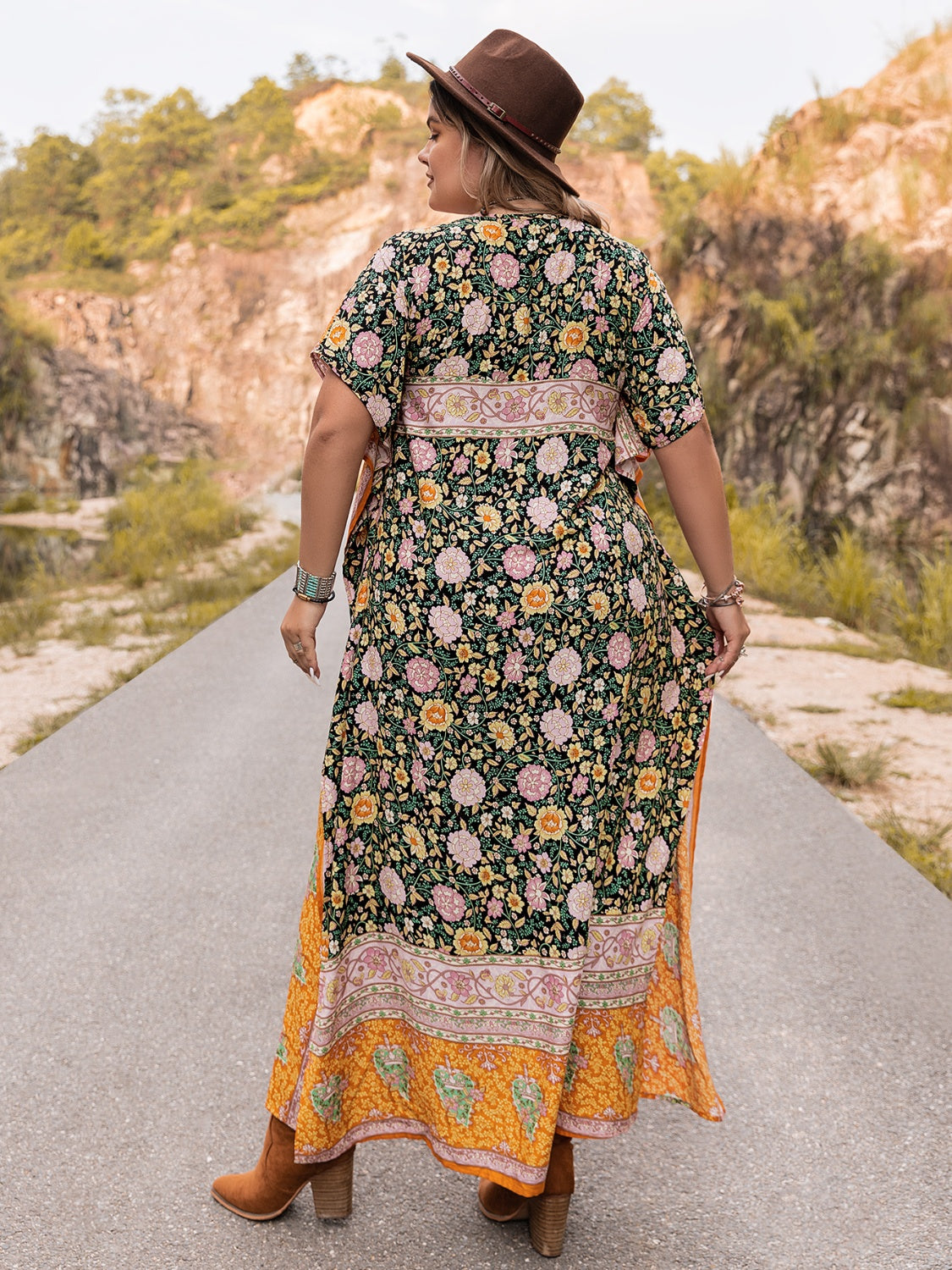 Plus Size Tie Neck Maxi Dress - LoveNest Treasures
