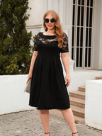 Plus Size Ruched Round Neck Short Sleeve Dress - LoveNest Treasures