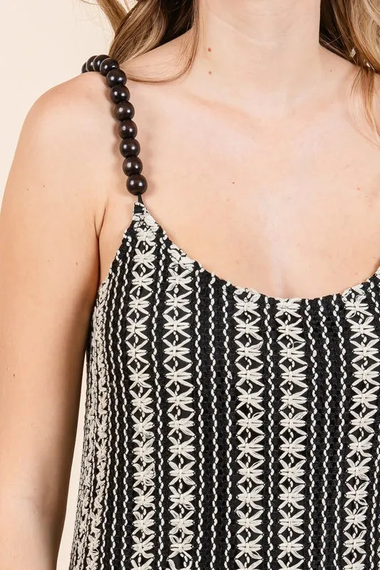 GeeGee Plus Size Striped Scoop Neck Beaded Strap Maxi Cami Dress - LoveNest Treasures