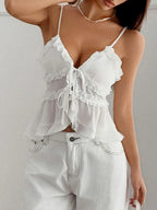Ruffled V-Neck Cami Top - LoveNest Treasures