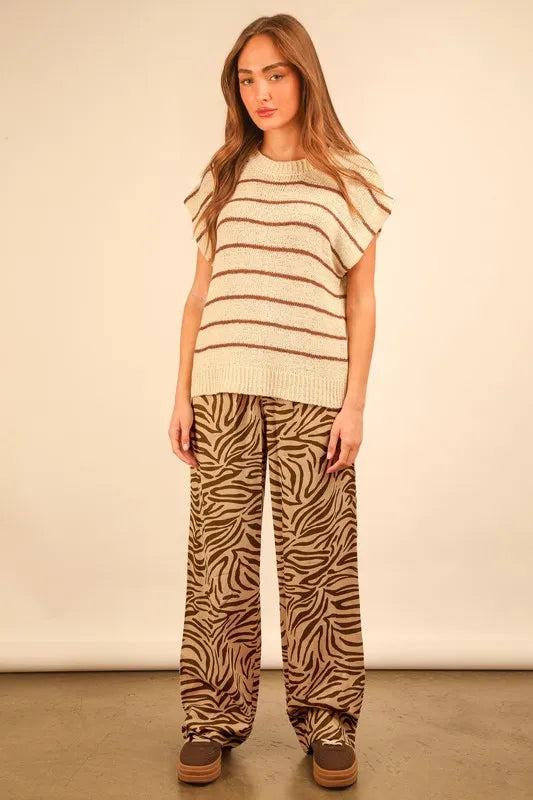 VERY J Animal Print Linen Wide Leg Pants - LoveNest Treasures