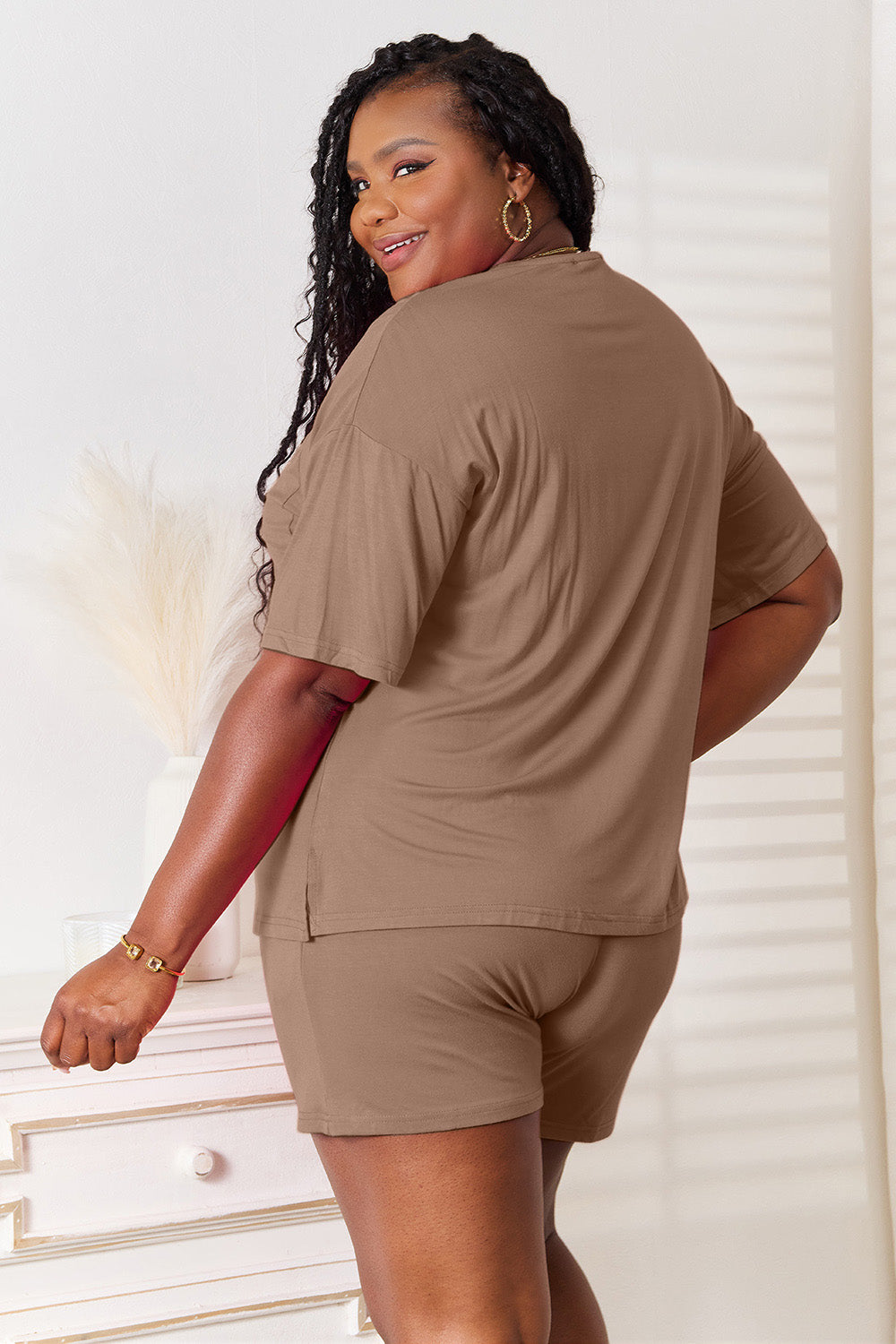Basic Bae Full Size Soft Rayon Half Sleeve Top and Shorts Set - LoveNest Treasures