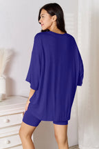 Basic Bae Full Size Soft Rayon Three-Quarter Sleeve Top and Shorts Set - LoveNest Treasures