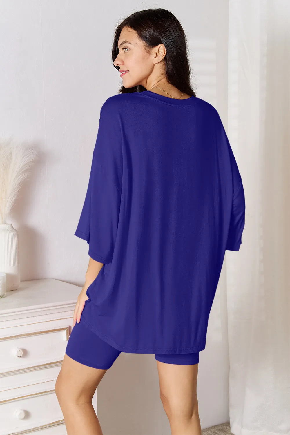 Basic Bae Full Size Soft Rayon Three-Quarter Sleeve Top and Shorts Set - LoveNest Treasures