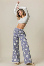 BiBi Flower Printed Side Pocket Wide Pants - LoveNest Treasures