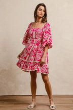 BiBi Aztec Woven Printed Contrast Binding Dress - LoveNest Treasures