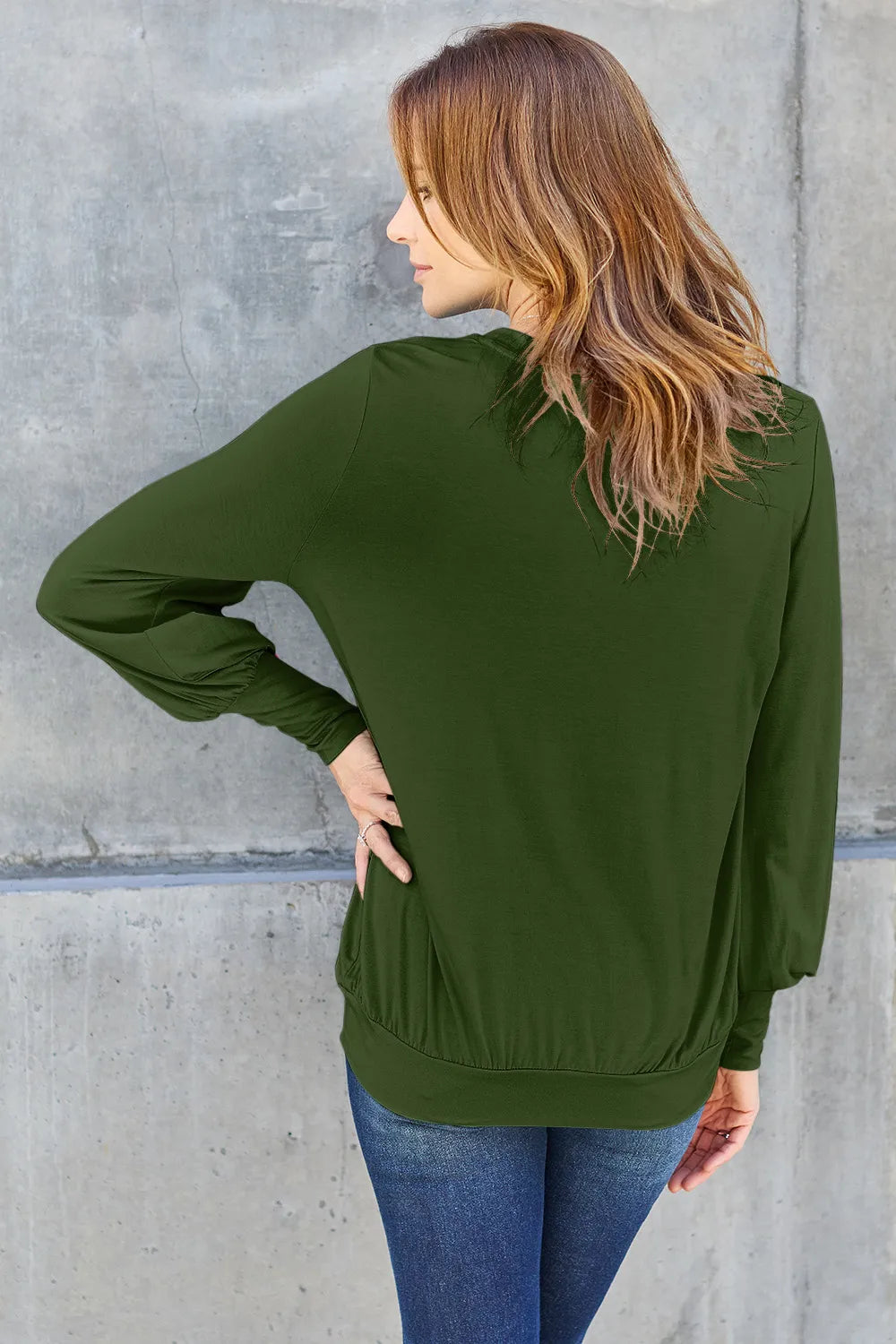 Basic Bae Full Size V-Neck Lantern Sleeve Top - LoveNest Treasures