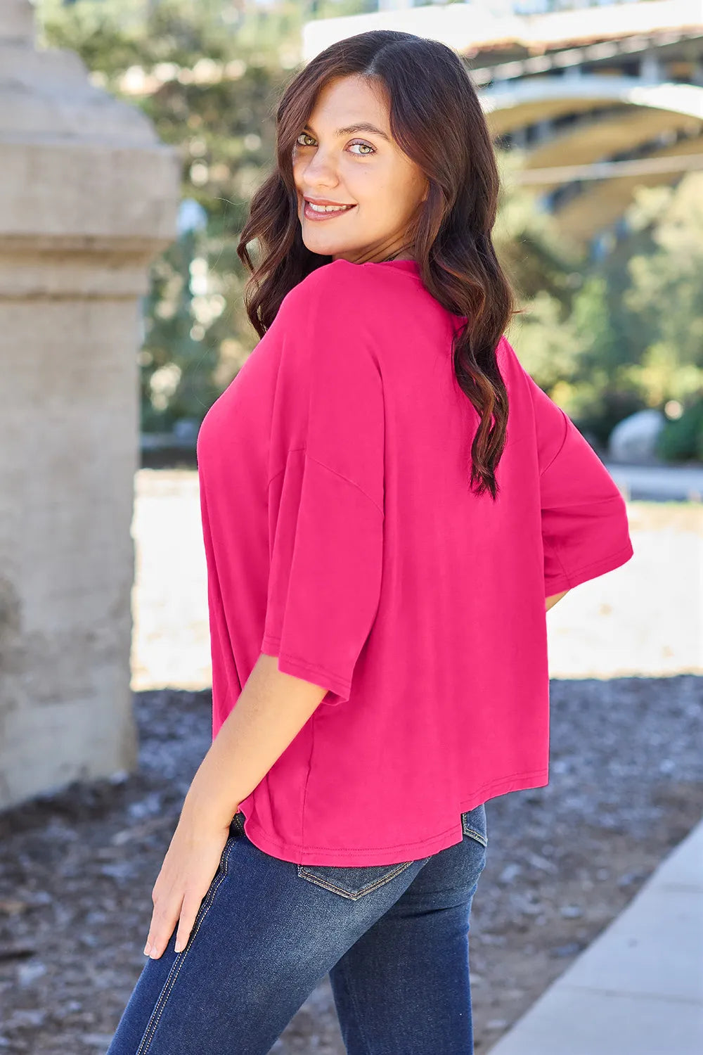 Basic Bae Full Size Round Neck Drop Shoulder T-Shirt - LoveNest Treasures