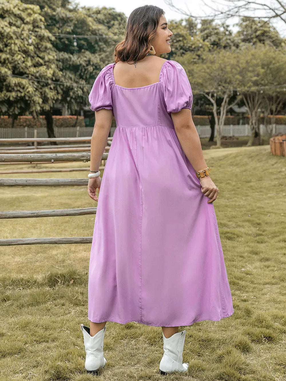 Plus Size Tie Neck Short Sleeve Dress - LoveNest Treasures