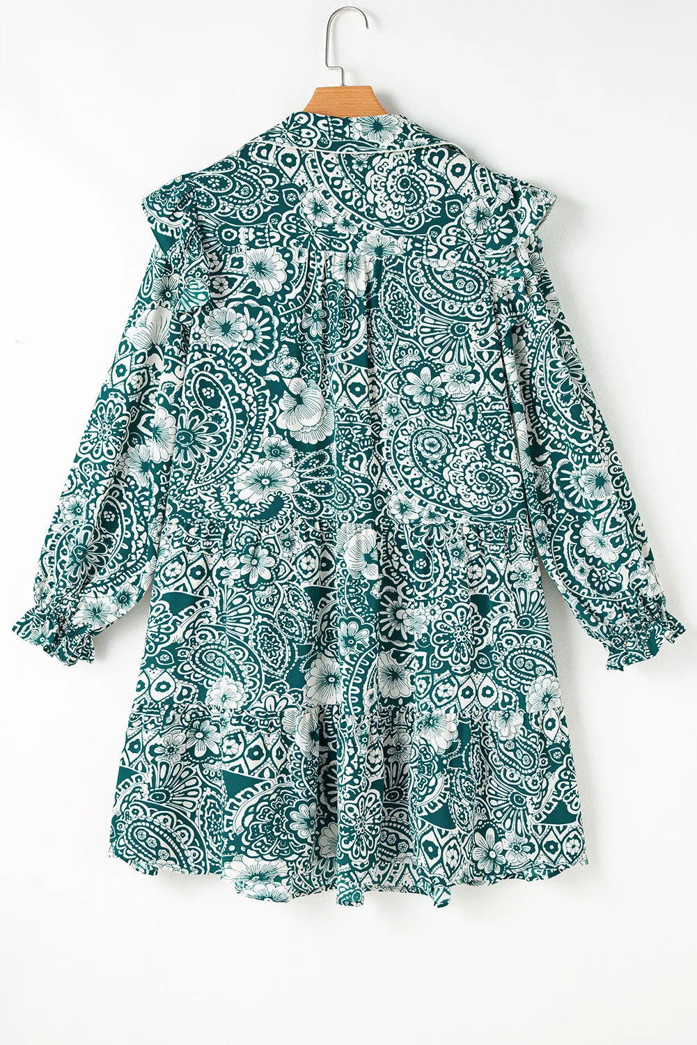 Plus Size Ruffled Printed Flounce Sleeve Dress - LoveNest Treasures