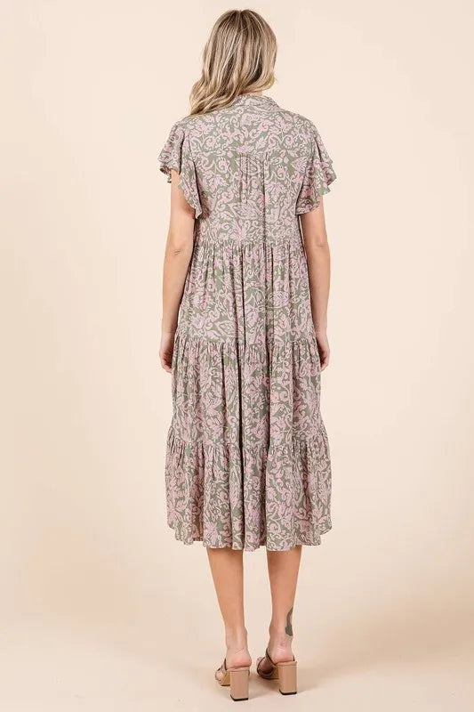 Mittoshop Abstract Print Ruffle Tier Midi Dress - LoveNest Treasures
