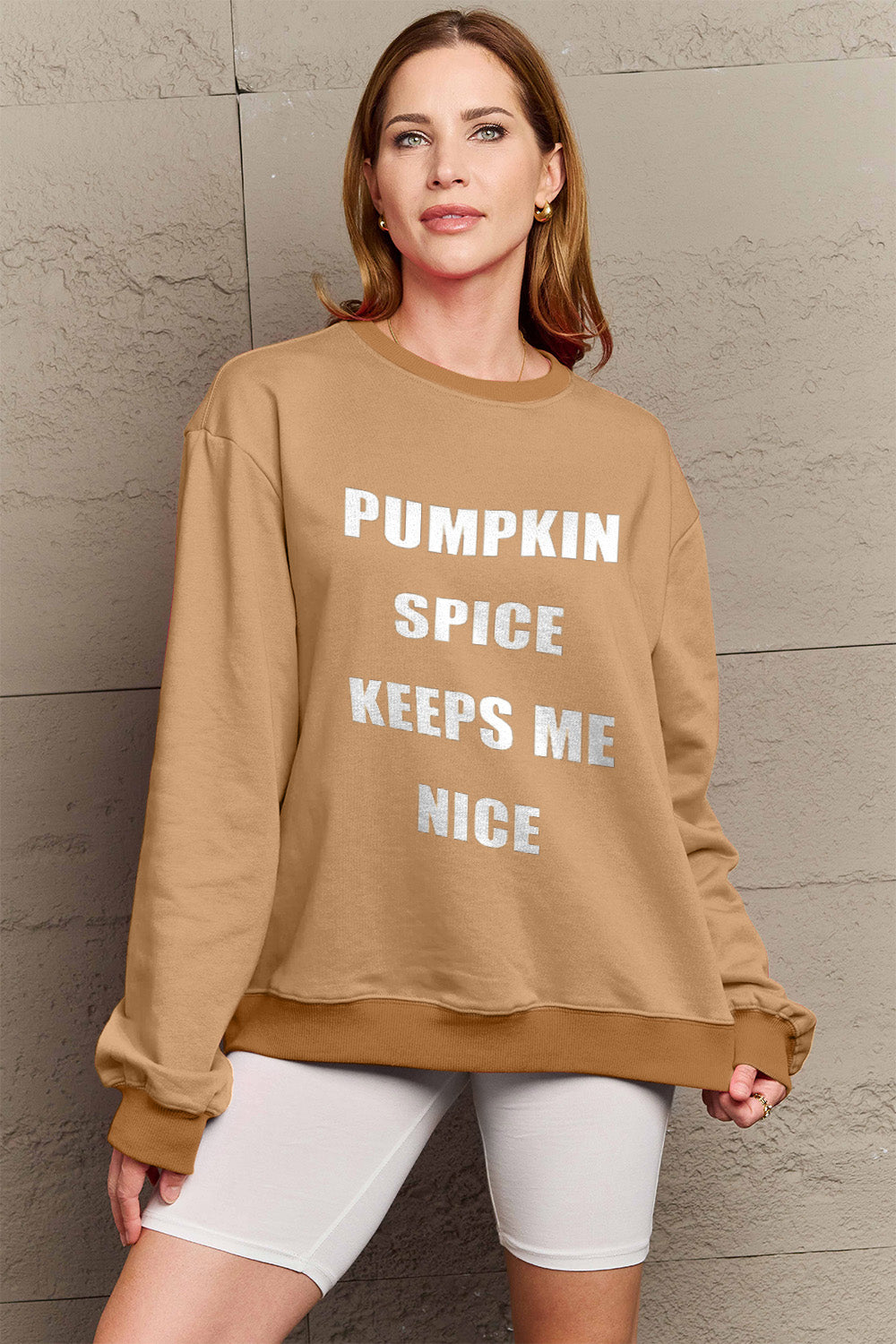 Simply Love Full Size Letter Graphic Sweatshirt - LoveNest Treasures