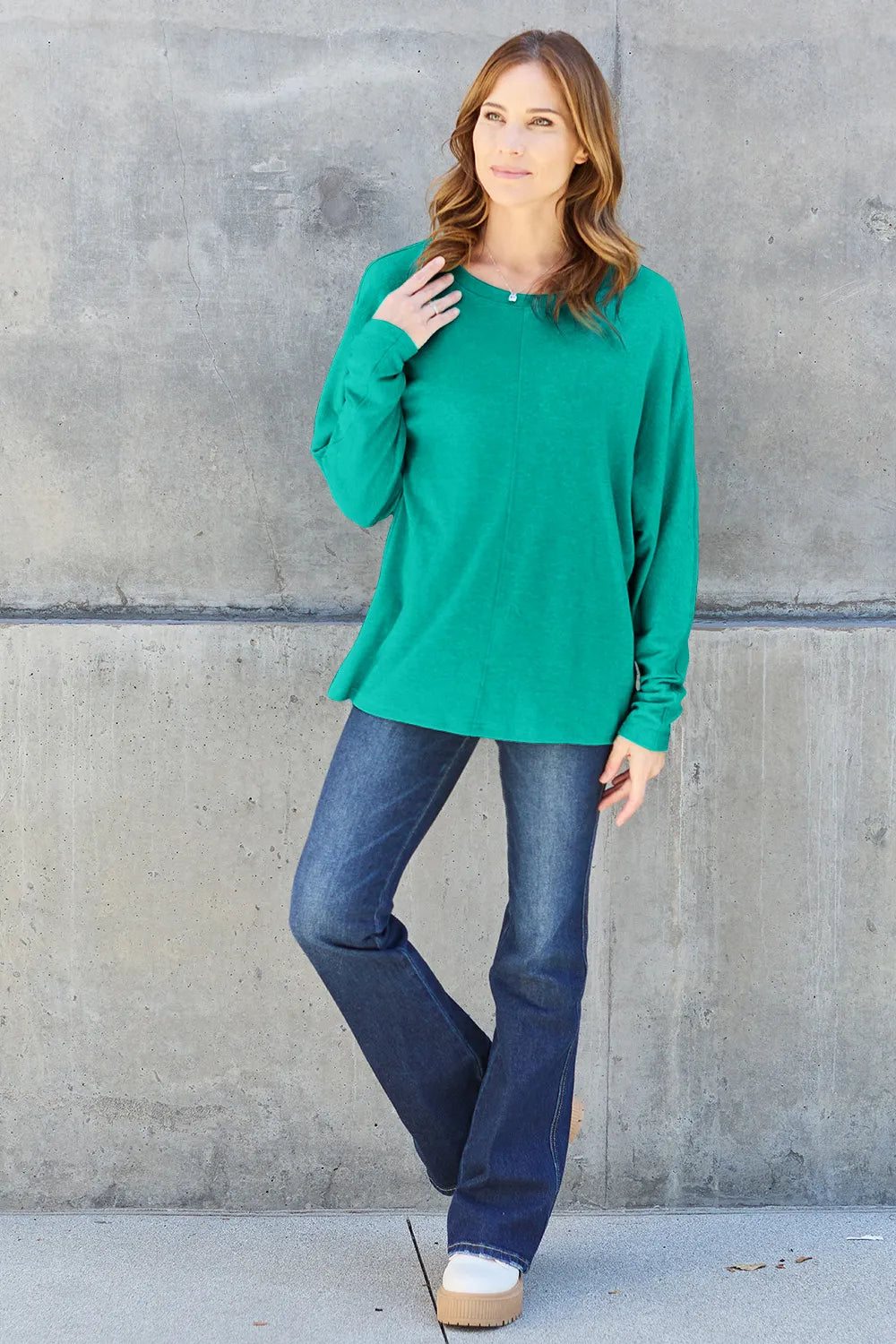 Double Take Full Size Round Neck Long Sleeve T-Shirt - LoveNest Treasures