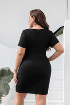Plus Size Cutout Tie Front Short Sleeve Dress - LoveNest Treasures