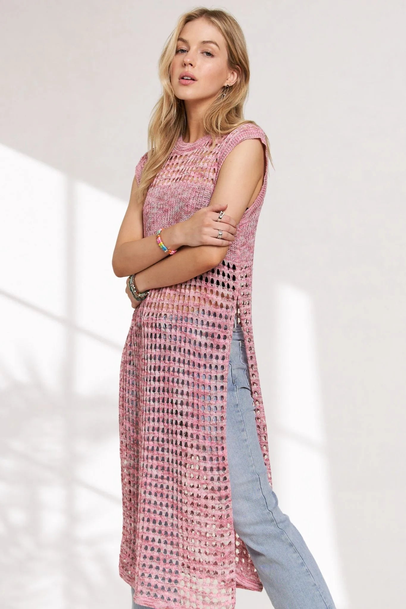 ADORA Multi Color Crochet Tunic Top - LoveNest Treasures