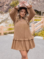 Plus Size Dot Flounce Sleeve Mini Dress - LoveNest Treasures