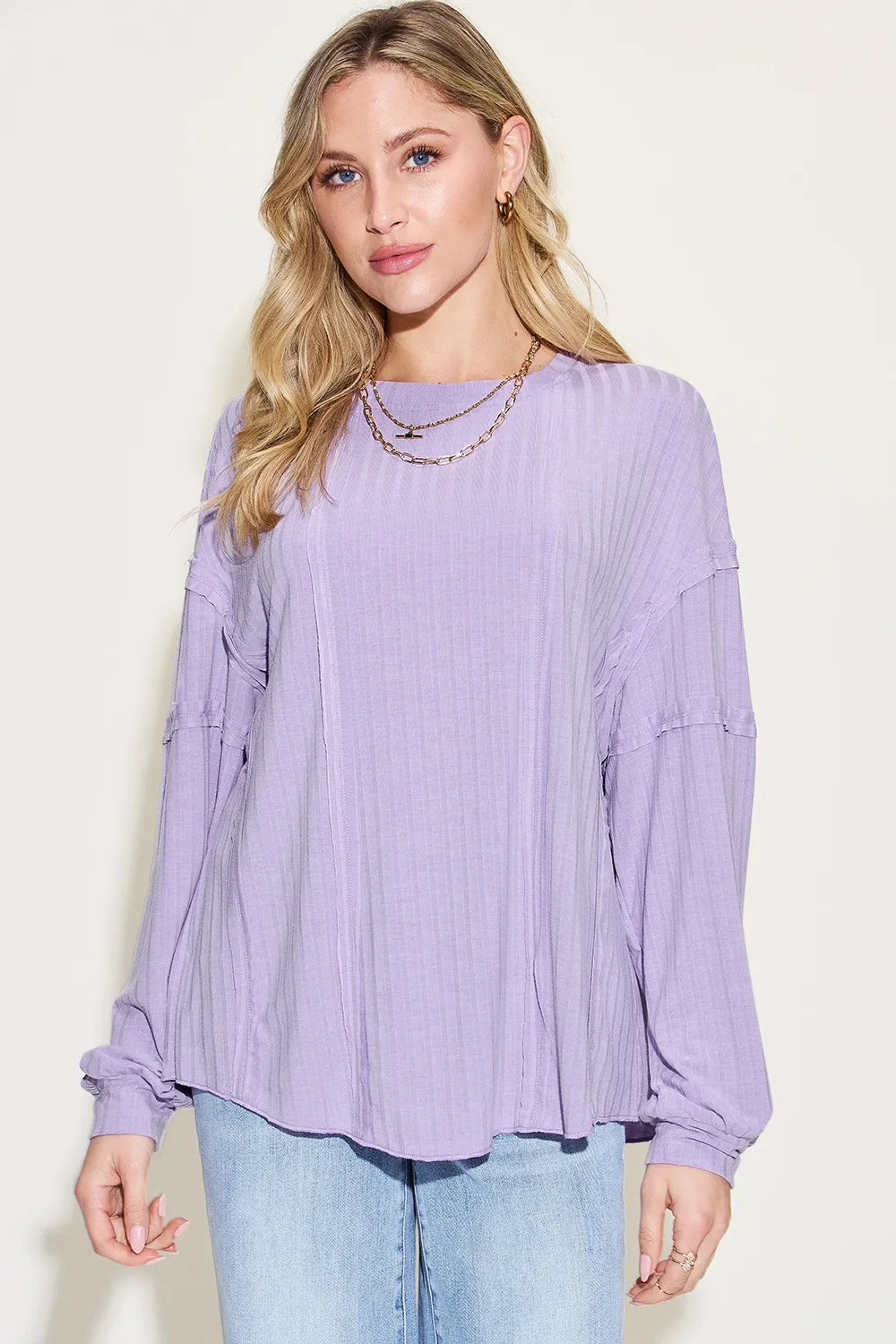 Basic Bae Full Size Ribbed Round Neck Long Sleeve T-Shirt - LoveNest Treasures