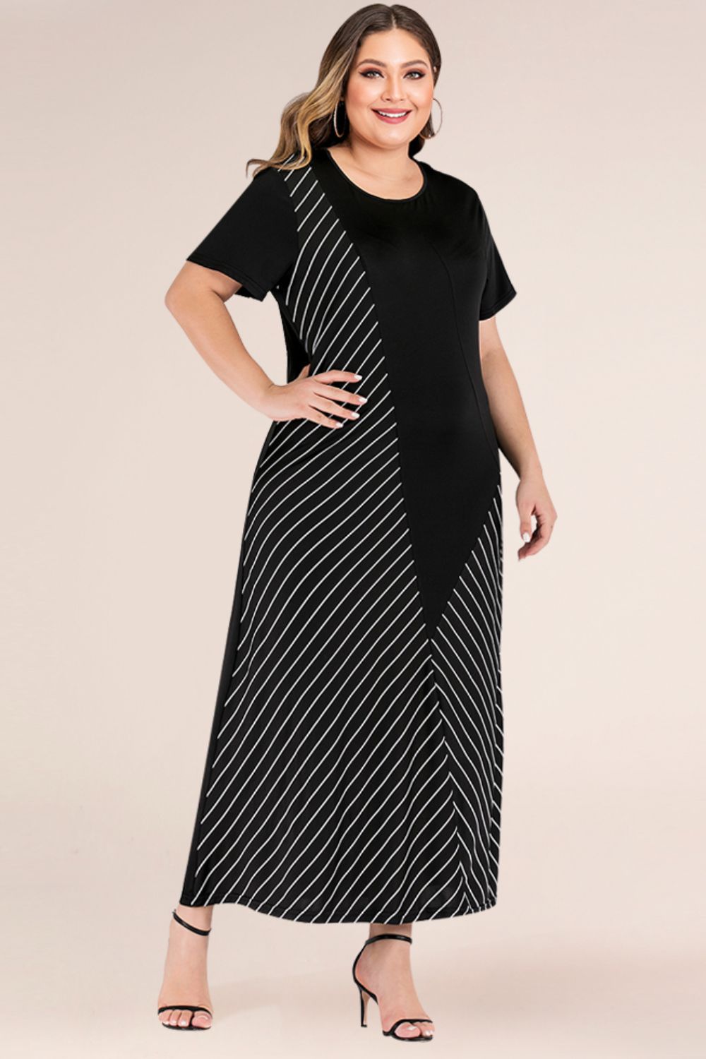 Plus Size Striped Color Block Tee Dress - LoveNest Treasures