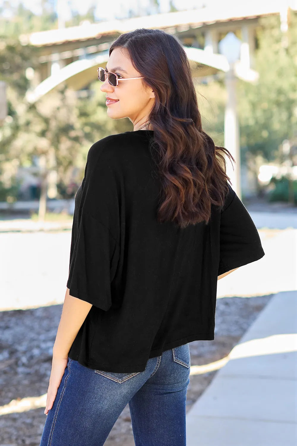 Basic Bae Full Size Round Neck Drop Shoulder T-Shirt - LoveNest Treasures