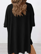 Full Size Oversized Round Neck Top and Shorts Set Plus Size - LoveNest Treasures