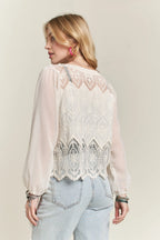 ADORA Button Down Embroidered Blouse - LoveNest Treasures