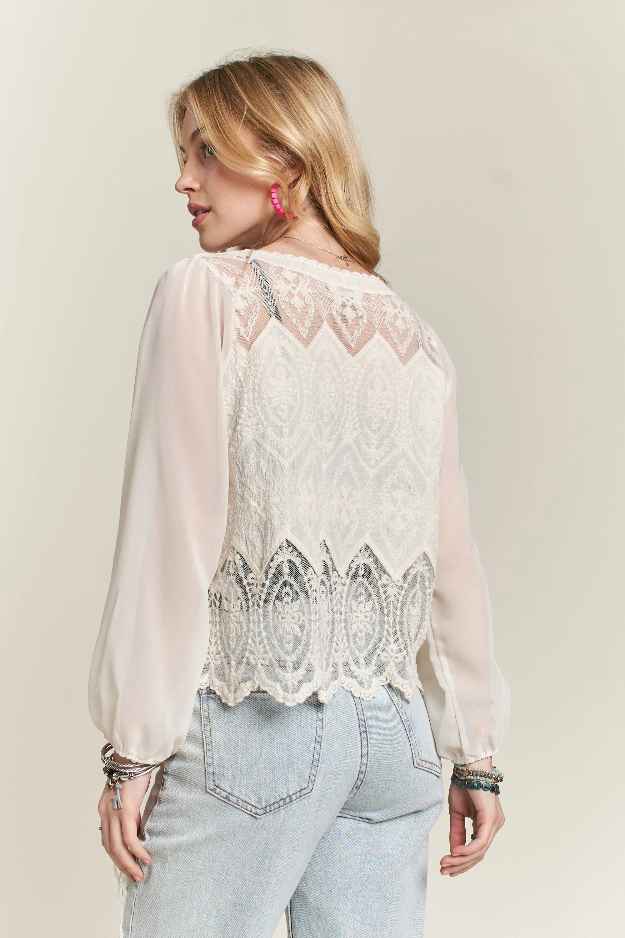 ADORA Button Down Embroidered Blouse - LoveNest Treasures