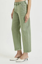 RISEN Full Size Tummy Control High Rise Crop Barrel Jeans Plus Size - LoveNest Treasures