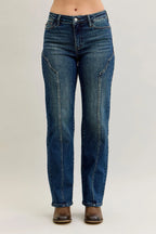 Judy Blue Full Size Seam Detail Straight Leg Jeans Plus Size - LoveNest Treasures