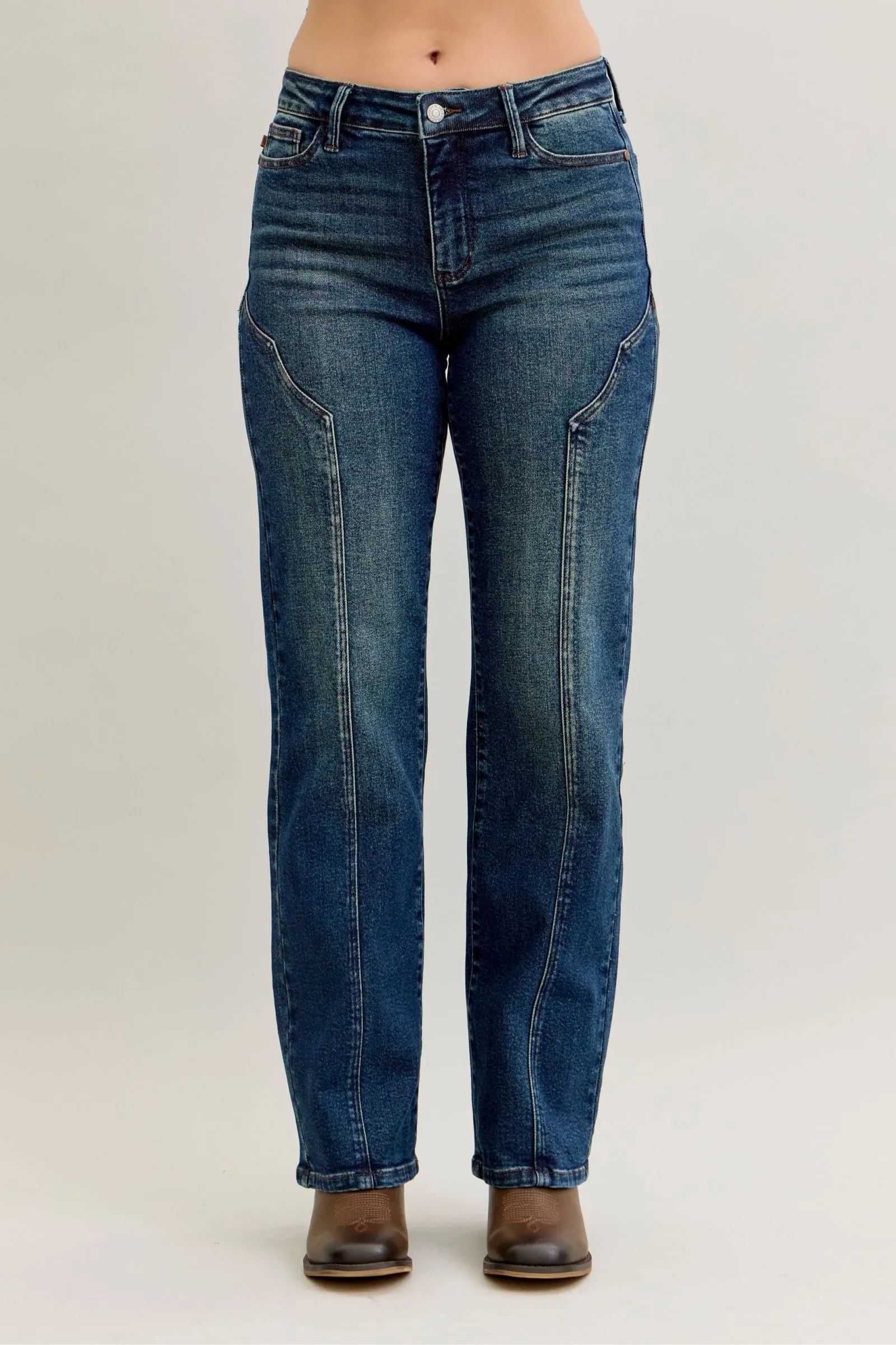 Judy Blue Full Size Seam Detail Straight Leg Jeans Plus Size - LoveNest Treasures