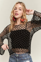ADORA Beads Accent Crochet Top - LoveNest Treasures